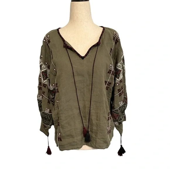 Nili Lotan Green Cleo Embroidered Blouse - Picture 2 of 8